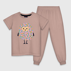 Пижама хлопковая детская Милая сова, цвет: пыльно-розовый