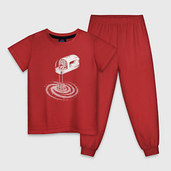 Пижама хлопковая детская Космический миксер, цвет: красный