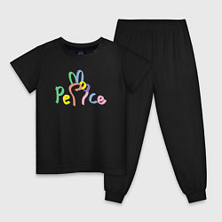 Пижама хлопковая детская Peace in color, цвет: черный