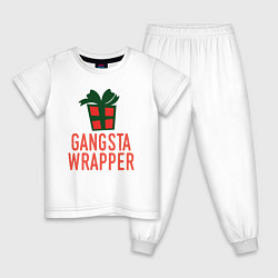 Пижама хлопковая детская Gangsta wrapper, цвет: белый