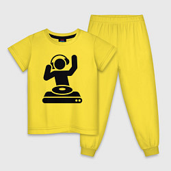 Пижама хлопковая детская Dj party, цвет: желтый