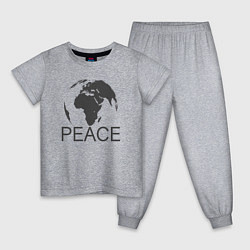 Пижама хлопковая детская Peace the world, цвет: меланж