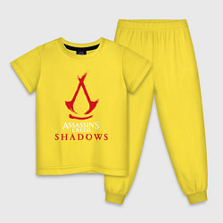 Пижама хлопковая детская Assassins creed shadows logo, цвет: желтый