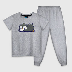 Пижама хлопковая детская Пингвин отдыхает, цвет: меланж