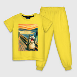 Пижама хлопковая детская Тоторо кричит - мем нейросеть, цвет: желтый