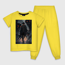 Пижама хлопковая детская Мэгуми Фусигуро арт Магическая битва, цвет: желтый