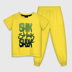 Пижама хлопковая детская Shik shak shok - в стиле граффити, цвет: желтый