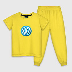 Пижама хлопковая детская Volkswagen logo blue, цвет: желтый