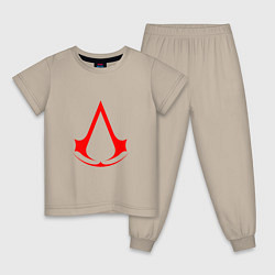 Пижама хлопковая детская Red logo of assassins, цвет: миндальный