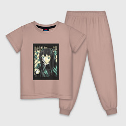 Пижама хлопковая детская Клинок рассекающий демонов Муичиро Токито, цвет: пыльно-розовый