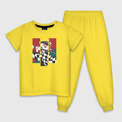 Пижама хлопковая детская Тандзиро 3 экрана Клинок рассекающий демонов, цвет: желтый