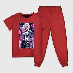Пижама хлопковая детская Pretty Barbie blond - cyberpunk ai art, цвет: красный