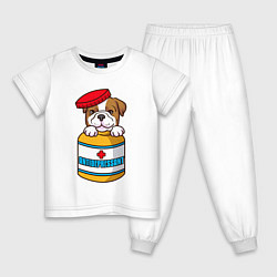 Пижама хлопковая детская Собачка антидепрессант, цвет: белый