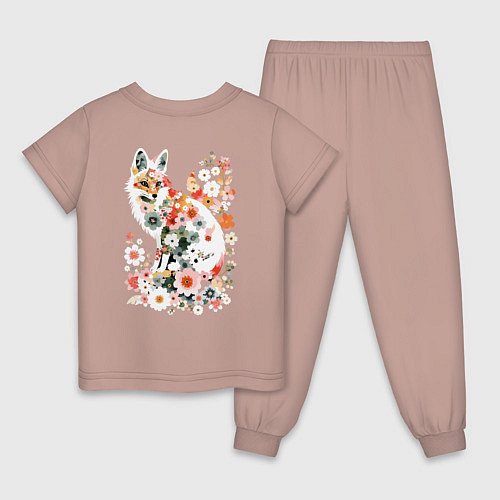 Детская пижама Лисий контур из цветов / Пыльно-розовый – фото 2