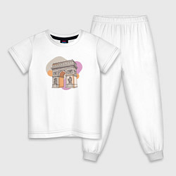 Пижама хлопковая детская Каменная-арка, цвет: белый