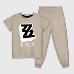 Пижама хлопковая детская Zenless zone zero лого, цвет: миндальный