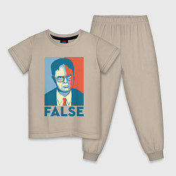 Пижама хлопковая детская Dwight false - офис, цвет: миндальный