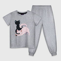 Пижама хлопковая детская Магическая битва Сатору Годзё Сугуру Гэто коты, цвет: меланж