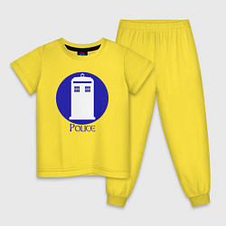 Пижама хлопковая детская Tardis police, цвет: желтый