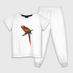 Пижама хлопковая детская Попугай ara macaw, цвет: белый