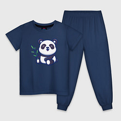 Пижама хлопковая детская Панда с веточкой, цвет: тёмно-синий