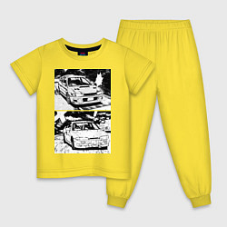 Пижама хлопковая детская Nissan silvia subaru forester, цвет: желтый