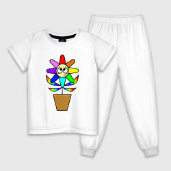 Пижама хлопковая детская Цветок Радуга, цвет: белый