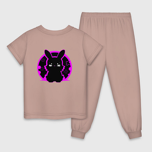 Детская пижама Зайка на черном фоне / Пыльно-розовый – фото 2