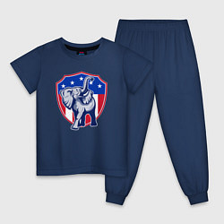 Пижама хлопковая детская Elephant USA, цвет: тёмно-синий
