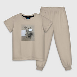 Пижама хлопковая детская Graphic abstract, цвет: миндальный