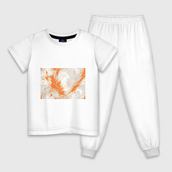 Детская пижама Оранжевая краска на белом