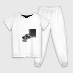 Пижама хлопковая детская Крутой байкер скетч, цвет: белый