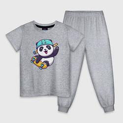 Пижама хлопковая детская Skater panda, цвет: меланж