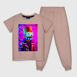 Детская пижама Барт Симпсон в респираторе - неоновое свечение