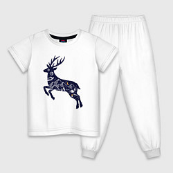 Пижама хлопковая детская Космический олень, цвет: белый