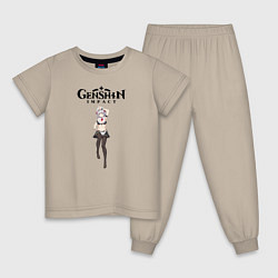 Пижама хлопковая детская Noelle genshin impact love, цвет: миндальный