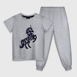 Пижама хлопковая детская Космический единорог на природе, цвет: меланж