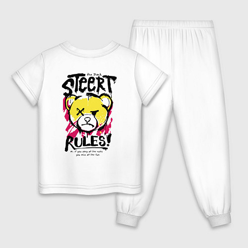 Детская пижама Мишка - уличные правила / Белый – фото 2