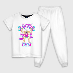 Пижама хлопковая детская Ricks GYM, цвет: белый
