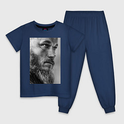 Пижама хлопковая детская Рагнар: воин севера, цвет: тёмно-синий
