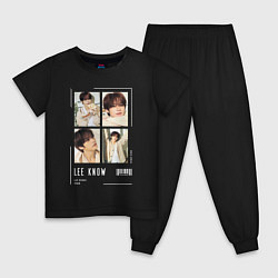 Пижама хлопковая детская Lee know stray kids cute, цвет: черный