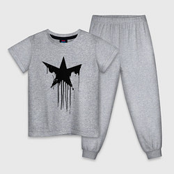Пижама хлопковая детская Black blot star - minimalism, цвет: меланж