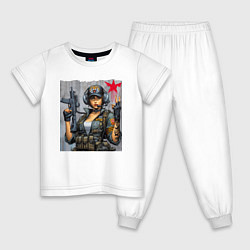 Детская пижама Cool military girl - graffiti