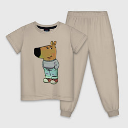 Пижама хлопковая детская Чиловый парень, цвет: миндальный