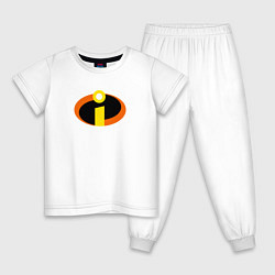 Пижама хлопковая детская Суперсемейка, цвет: белый