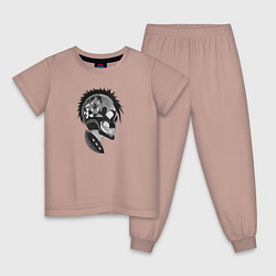Пижама хлопковая детская Punks skulls, цвет: пыльно-розовый