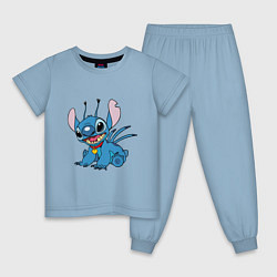 Пижама хлопковая детская Alien Stitch, цвет: мягкое небо