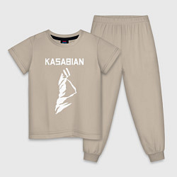 Пижама хлопковая детская Kasabian - logo, цвет: миндальный