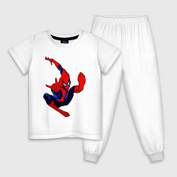Пижама хлопковая детская Человек паук в полёте, цвет: белый