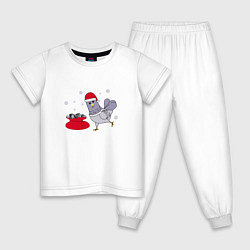 Пижама хлопковая детская Голубь и мешок семечек, цвет: белый